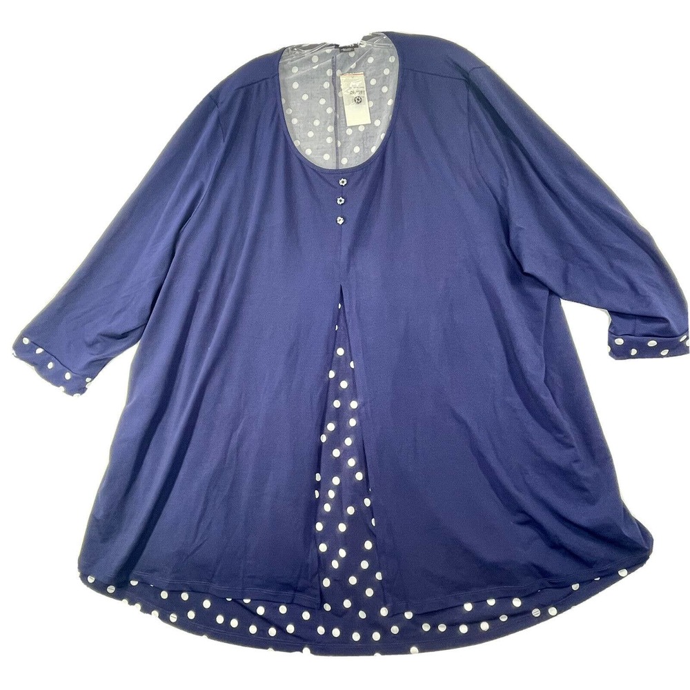 NWT Womens Plus Size 30/32 Evans 4X Blue Isabelle Layered Tunic Top Blouse